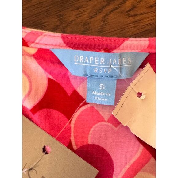 Draper James RSVP Pink Heart Print Wrap Dress Small Ruffle Hem Long Sleeve - Picture 13 of 16
